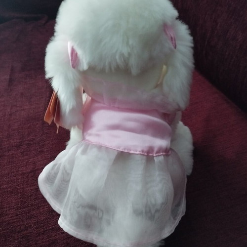 Anee Park Poodle Plush Dog White with Pink Dress like new