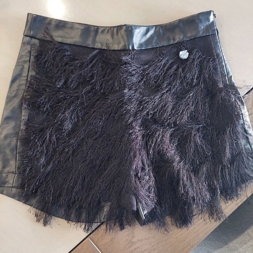 Relish eco leather black shorts new, with fringes