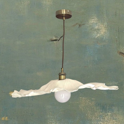 Handmade clay ceiling light, 56cm, Wabi-Sabi style