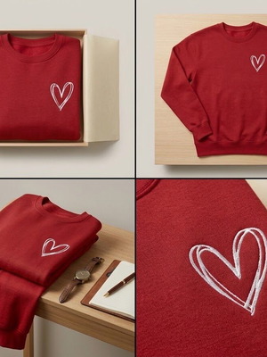Women's sweatshirts with heart design, pack of 4, multicolor