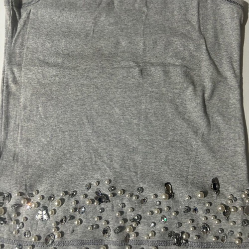 Women's tank top with V-neck and silver decorations like new, gray