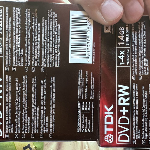 Tdk DVD+RW rewritable discs, pack of 2