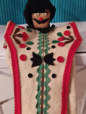 Italian Handmade Felt Doll Decorative Bottle Cover Like New