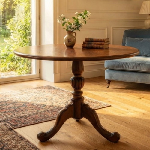 Classic oval coffee table used, solid walnut wood