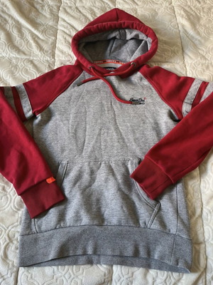 Superdry hoodie used, gray and red, size S