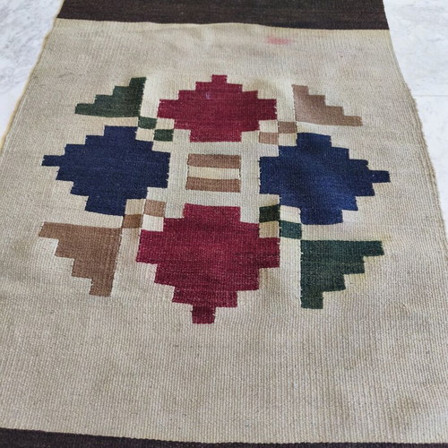 Vintage handwoven runner rug used