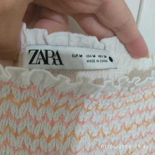 Zara maxi dress medium white and orange, new, resortwear