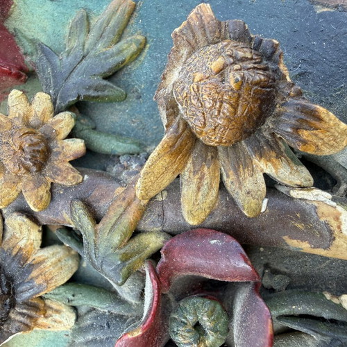 Carved Icon 1927 used, with flower damage
