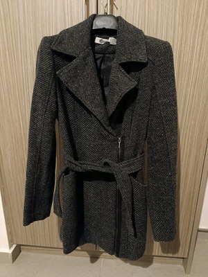 Stradivarius Medium coat like new, grey melange with black lining