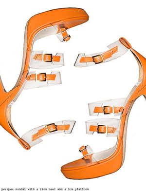 Stathis Samantas sandals new orange, 13cm heel, 2cm platform, size 38