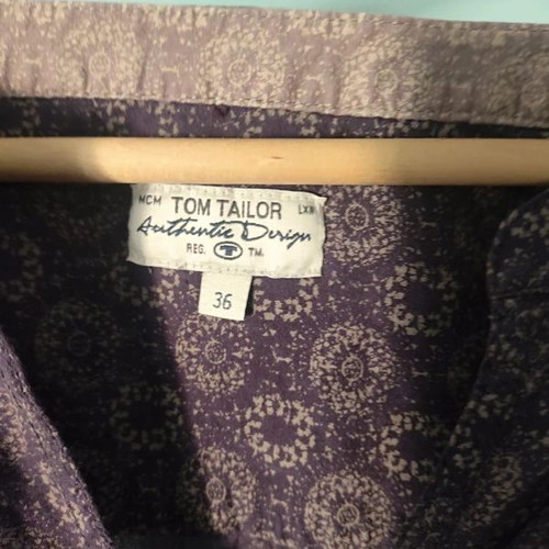 Tom Tailor lightweight blouse like new, sizes S/M/L, purple and cream