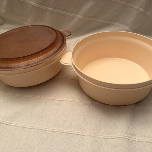 Vintage Tupperware containers used, 2 containers with 1 lid