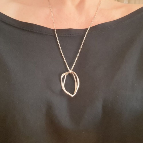Minimal long necklace with sculptural silver 925 motif