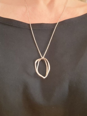 Minimal long necklace with sculptural silver 925 motif