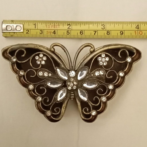 Bronze butterfly jewelry box used with rhinestones and multifaceted stones