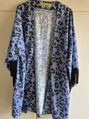 Liquorish kaftan with fringes like new, black and blue