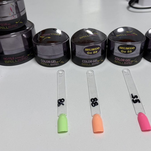 Brillbird gels new, hard gel, french gel, no file builder gel, tip glue gel