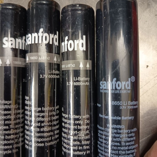 Sanford 18650 Batteries Pack of 5 Used, 3.7V 6000mAh and 7000mAh