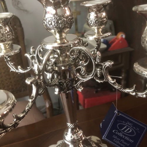 Five-arm silver-plated brass candlestick new heavy