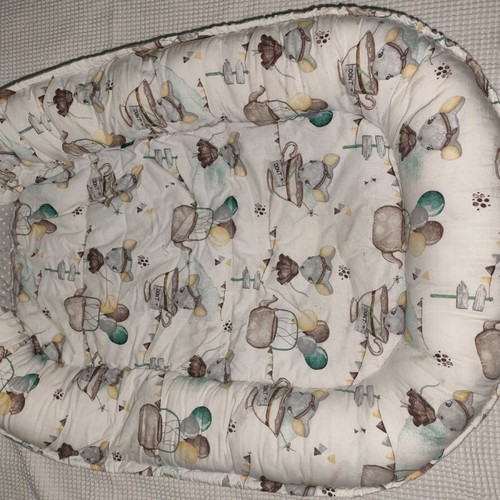 Baby nest gray with mouse pattern used