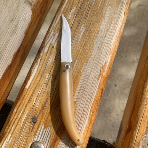 Handmade small folding knife used with engraved name