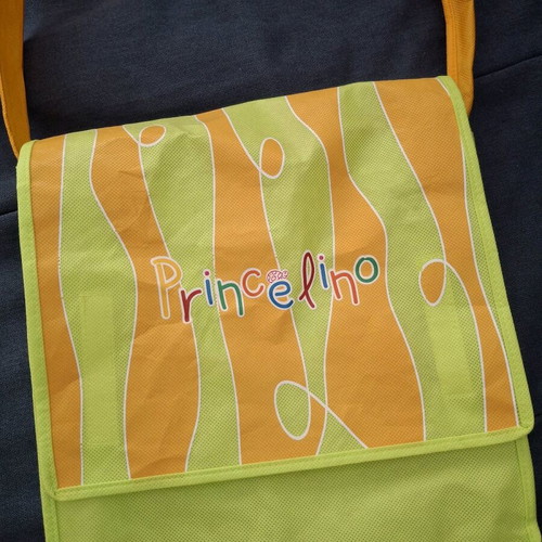 Fabric shoulder bag like new, green and orange