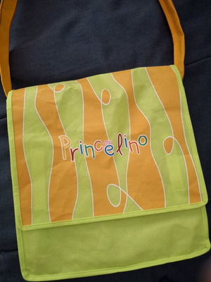 Fabric shoulder bag like new, green and orange