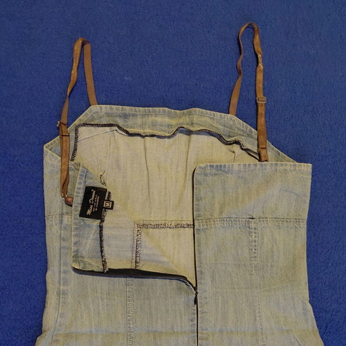 Mini denim dress like new with straps and small front slits