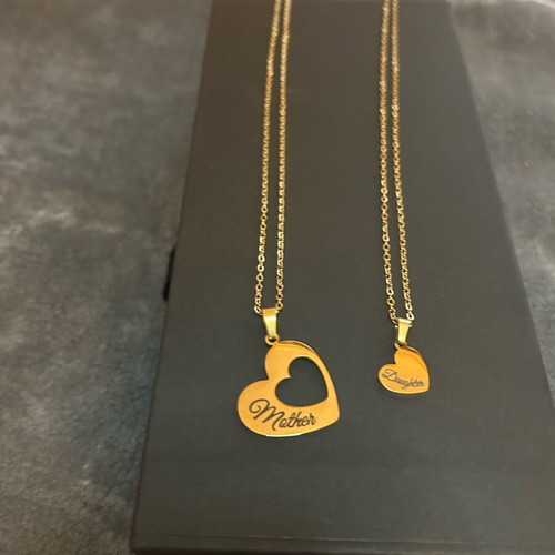 Mother-Daughter Necklace Set new, gold color stainless steel