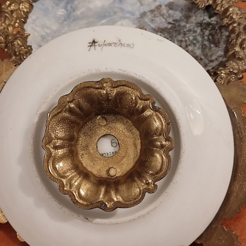 Andreas Zymatikas handpainted porcelain decorative plates, pair