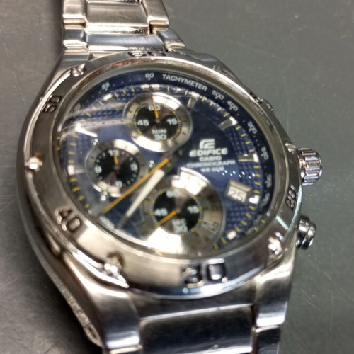 Casio Edifice Chronograph EF-517 men's wristwatch used, silver