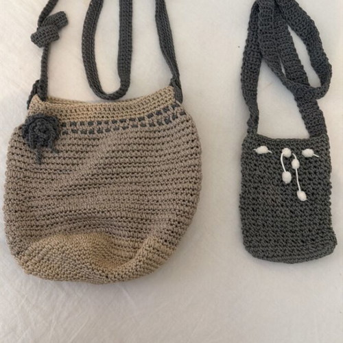 Handmade knitted crossbody bags, set of 2