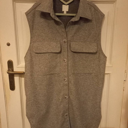 H&M Sleeveless Overshirt Large Grey Melange New