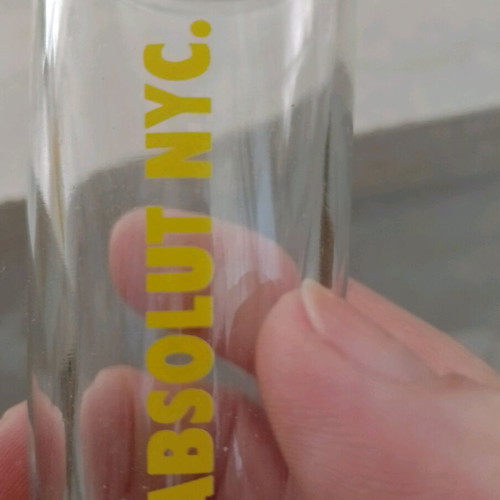 Collectible Absolut shot glasses with city names, like new