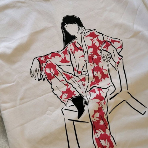 Y2K cotton t-shirt with print, like new, white, size S