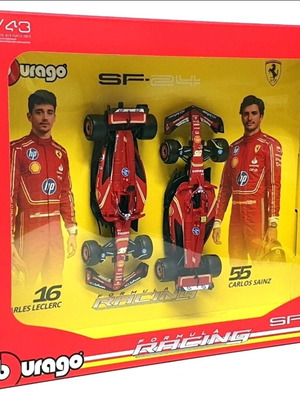 Bburago 1:43 Ferrari 2-Car Set Leclerc #16 & Sainz #55 Formula 1 2024