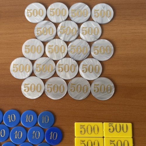 Game chips used, set of various colors and values