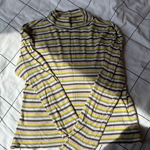 Clockhouse striped blouse size L like new, colorful rib-knit