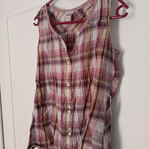Vintage women's blouse plaid cotton size S like new
