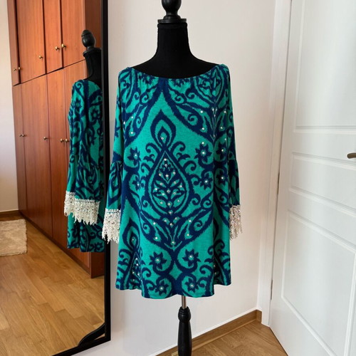 Cezanne dress used with crystals one size blue turquoise