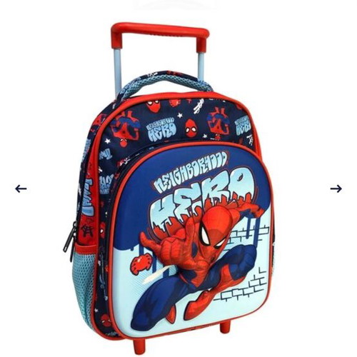 Spiderman preschool trolley school bag