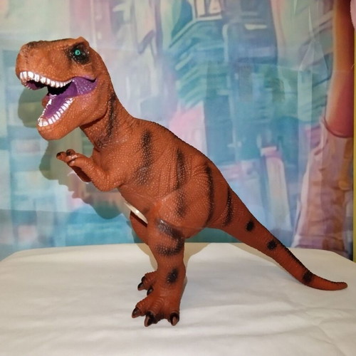 T-Rex brown rubber dinosaur toy, 40 cm