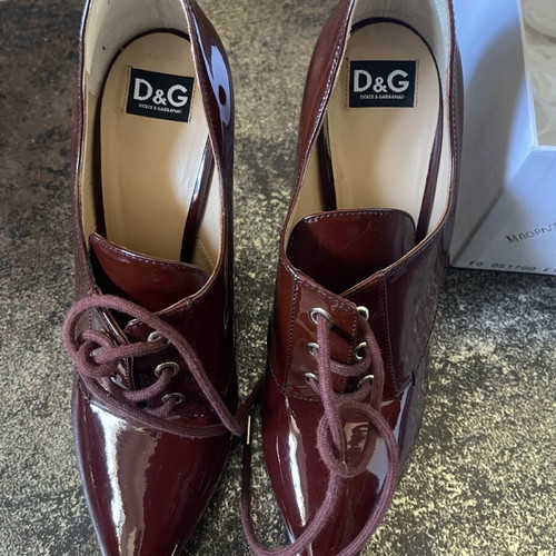 Dolce & Gabbana burgundy patent leather women's ankle boots new