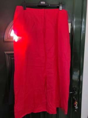 Red long skirt new, synthetic linen ramie, size 46