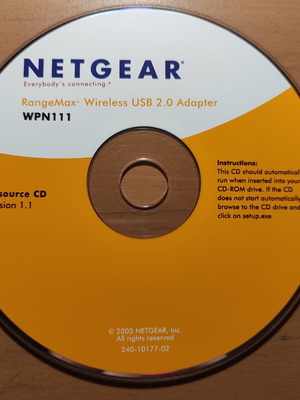 Netgear WPN111T Range Max Wireless USB 2.0 Adapter Resource CD σαν καινούργιο