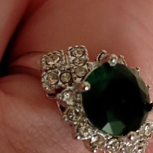 Ring with green lab emerald and silver 925, new