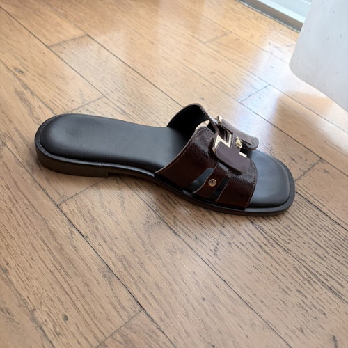 Gianna Kazakou leather slippers dark brown, like new, size 38