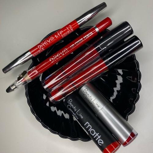 Total Red makeup products new with 2 lipsticks, lipgloss and lip pencils