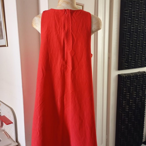 Zara women's dress linen cotton red, sizes L XL