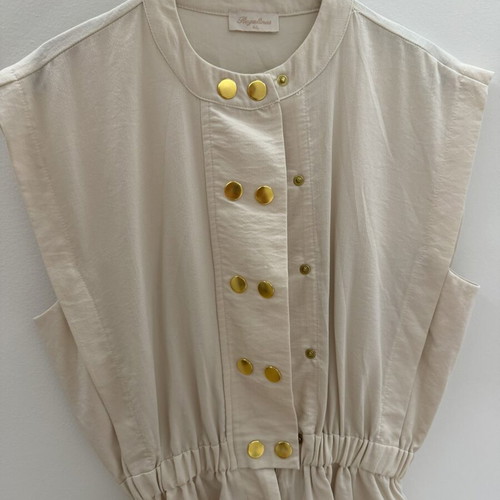 Regalinas one-piece shorts suit with gold buttons, new, beige
